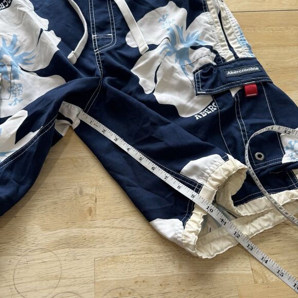 Abercrombie & Fitch Tugger Shorts Boardshorts Y2k 90s Baggy Trunks Drawstring L - Picture 10 of 12